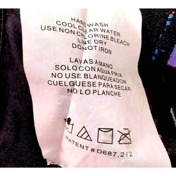 Aqua Green Tankini Top Womens Plus Size 22W Black Floral Triple Tiered Ruffles - Picture 11 of 12